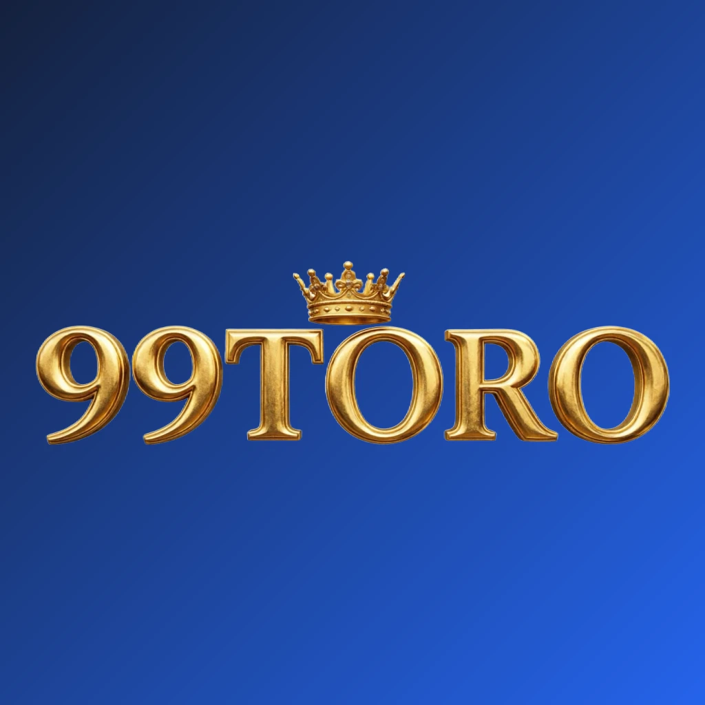 99TORO luxury brand logo featuring a gold metallic finish with a crown above the text, designed as a wide horizontal rectangular wordmark on a transparent background